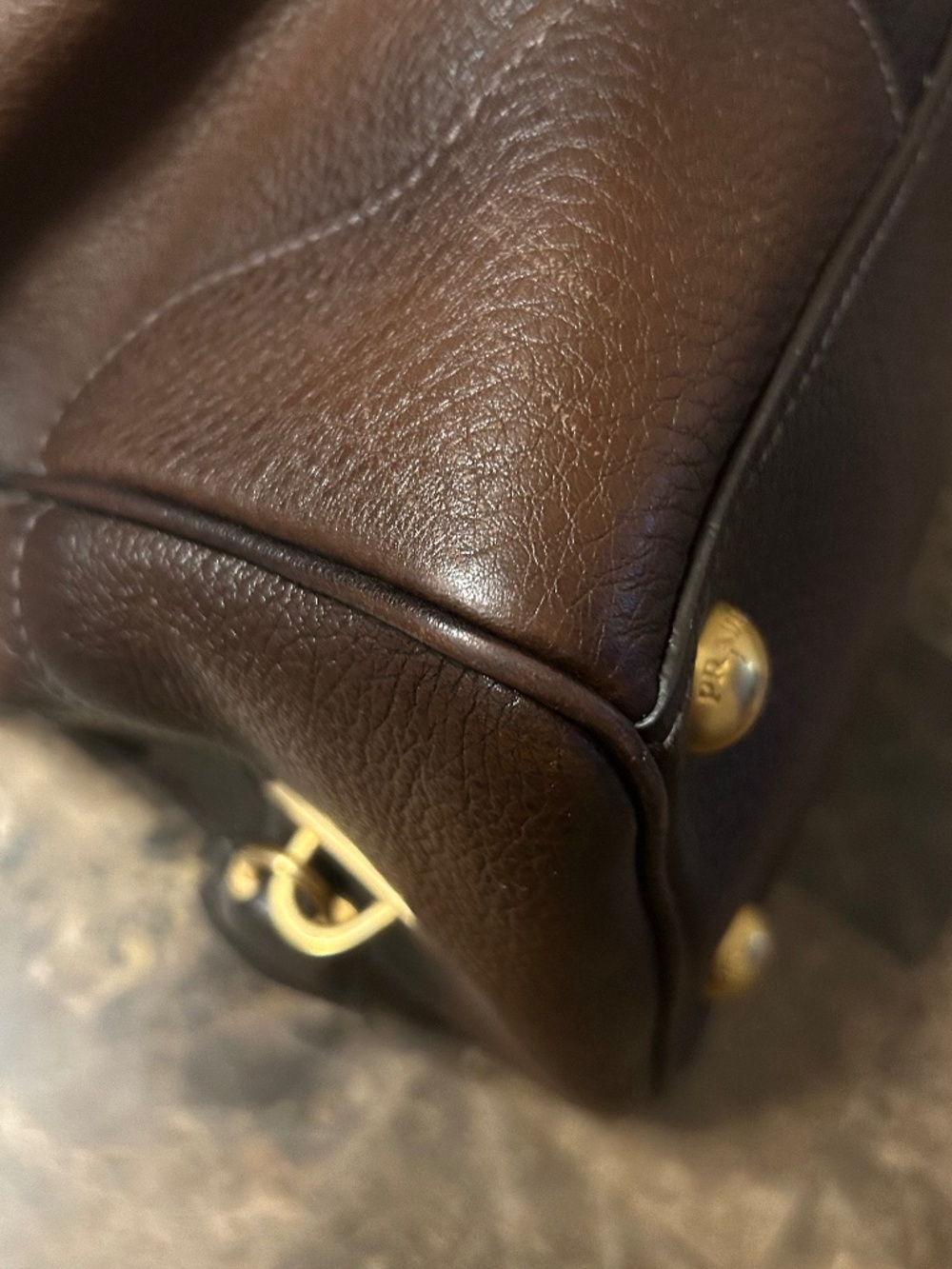 Prada Cervo Antik Leather Bowler Bag - Picture 6 of 16